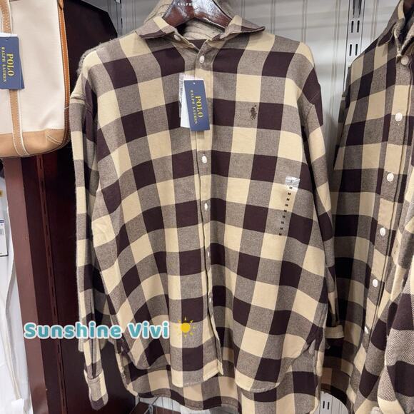 NWT Polo Ralph Lauren Women's Relaxed Fit Plaid Cotton Shirt medium